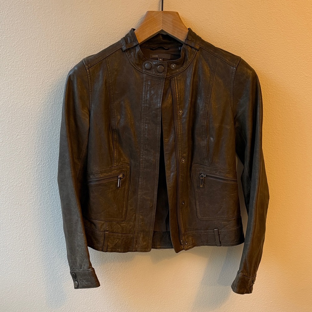 Vince Dark Brown Leather Jacket